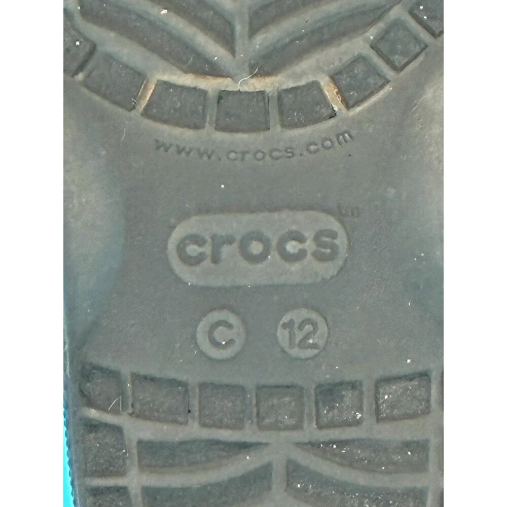 Crocs Duet Sport Kids Clogs Gray Black Red Size C12 Slip On Shoes